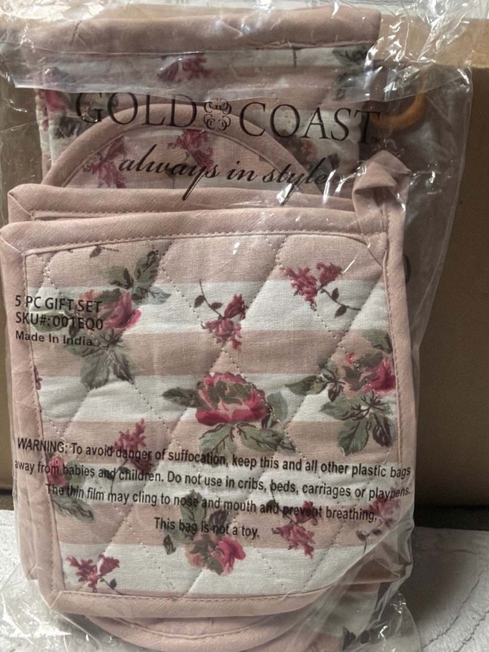 Gold Coast Pink Floral 5-Piece Serveware Gift Set